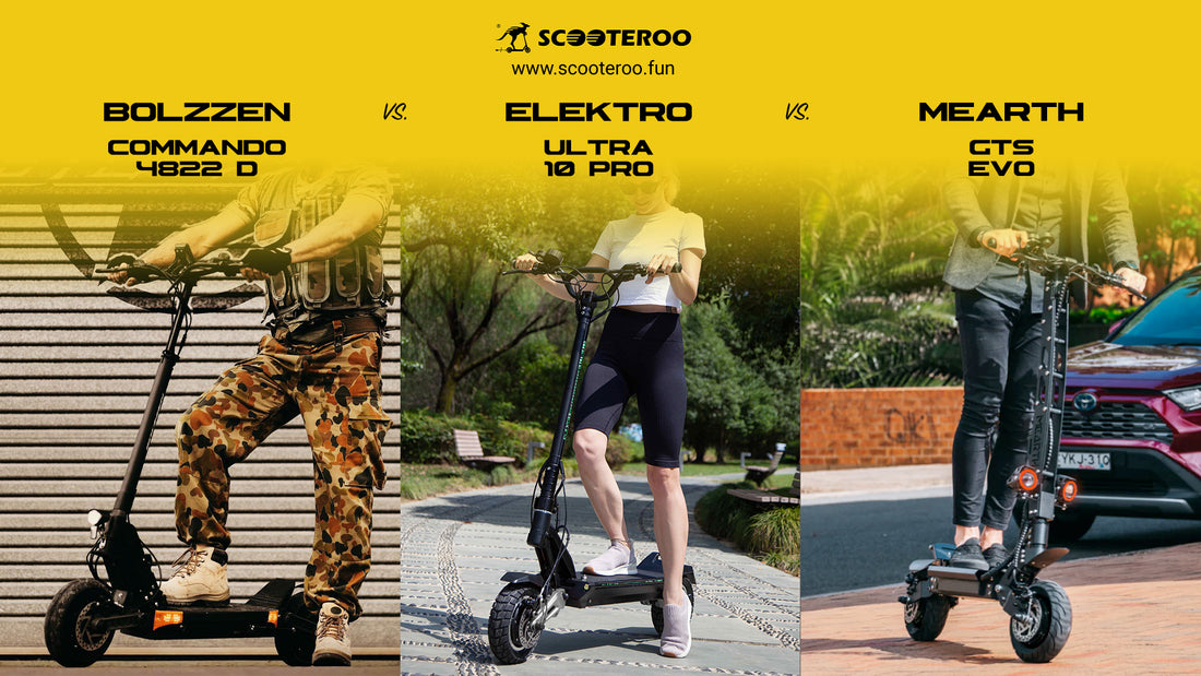 Electric Scooter Showdown: Bolzzen Commando 4822D vs. EleKtro Ultra 10 Pro vs. Mearth GTS MAX  EVO