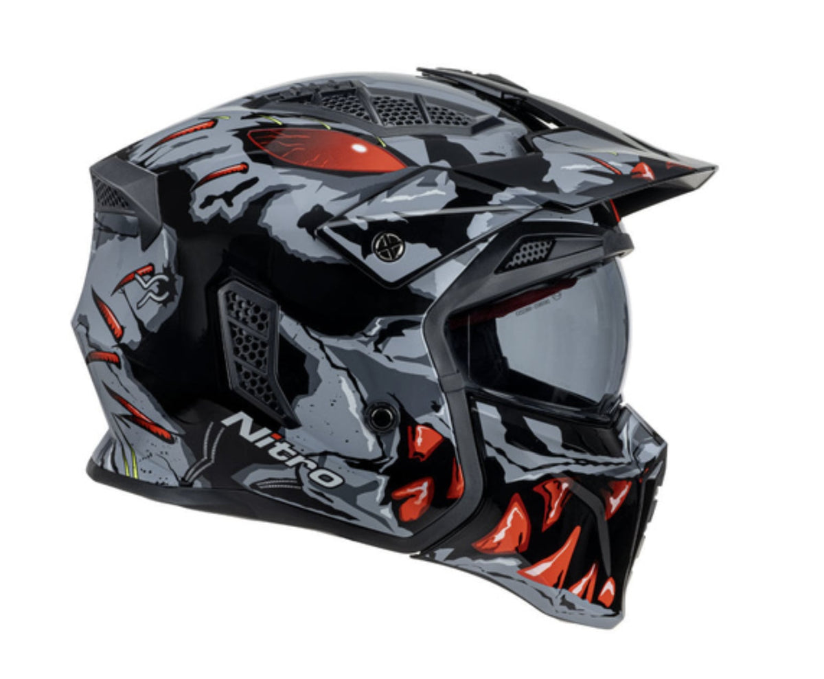 Nitro NZ302 Toxic Helmet - Grey/Red